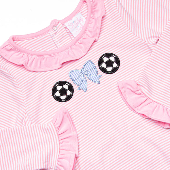 Corner Kick Cutie Applique Bubble, Pink Stripe