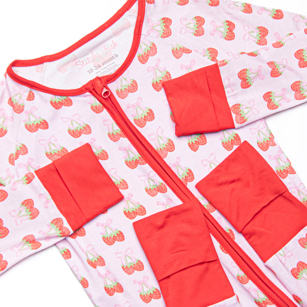 Strawberry Bundles Bamboo Zippy Pajama, Pink