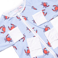East Coast Crabs Bamboo Zippy Pajama, Blue