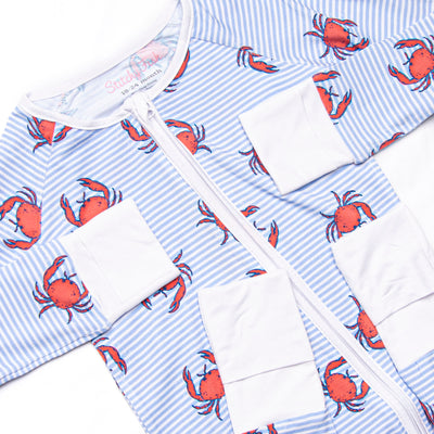 East Coast Crabs Bamboo Zippy Pajama, Blue