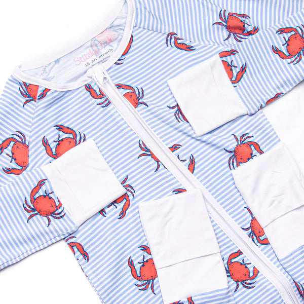 East Coast Crabs Bamboo Zippy Pajama, Blue