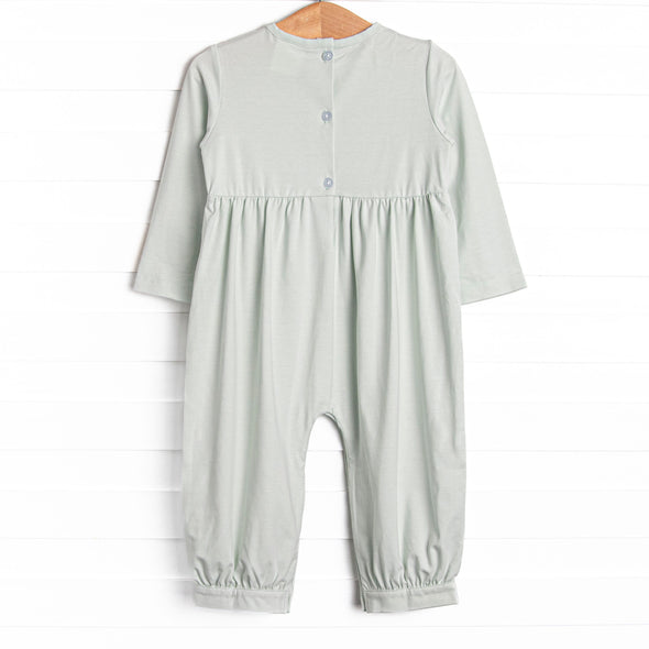 Blue Bronco Smocked Romper, Green