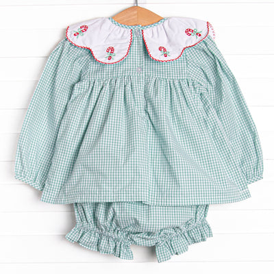 Sweet Sentiments Embroidered Diaper Set, Green