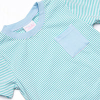 Evan Short Set, Light Blue and Mint Stripe