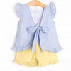 Sprout Up Spring Applique Ruffle Short Set, Blue