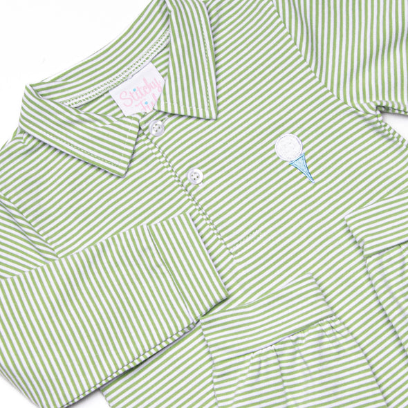 Tee'd Up Embroidered Romper, Green