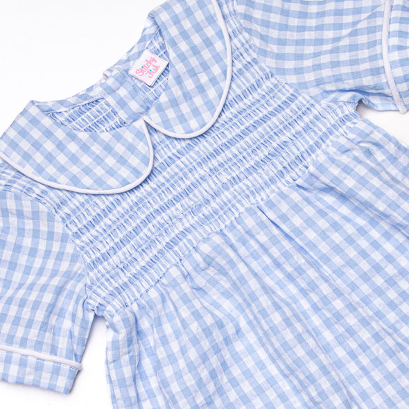 Going Gingham Romper, Blue