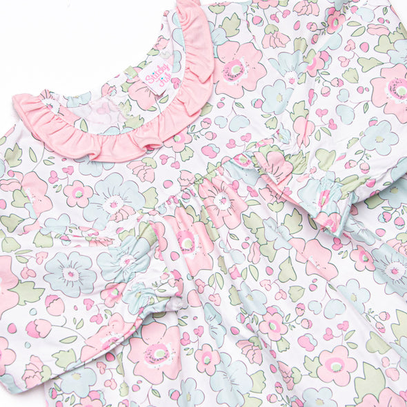 Fuchsia Flowers Diaper Set, Pink
