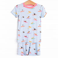 Ruff Tide Rider Girl Bamboo Pajama Short Set, Blue