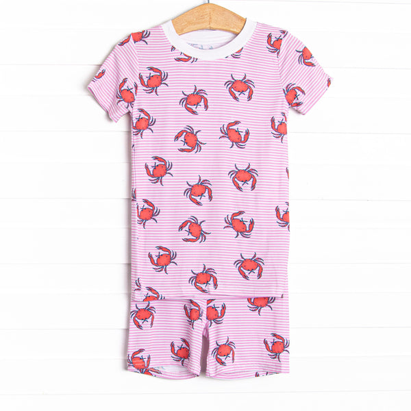 East Coast Crabs Bamboo Pajama Short Set, Pink