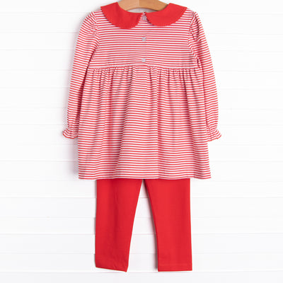 Sleigh Ride Smocked Legging Set, Red