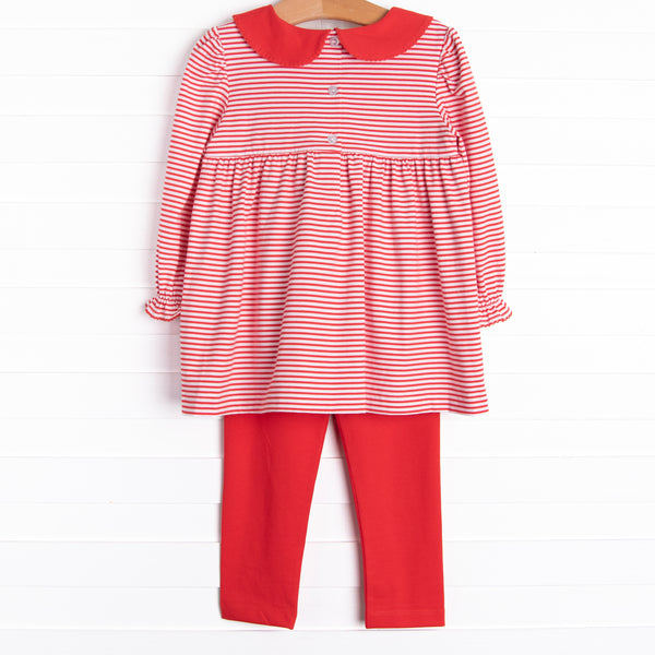Sleigh Ride Smocked Legging Set, Red