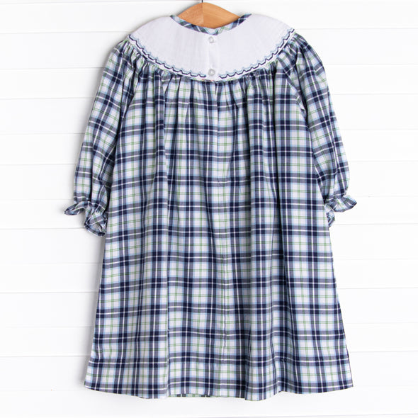 Waddles and Wags Smocked Bishop Dress, Blue