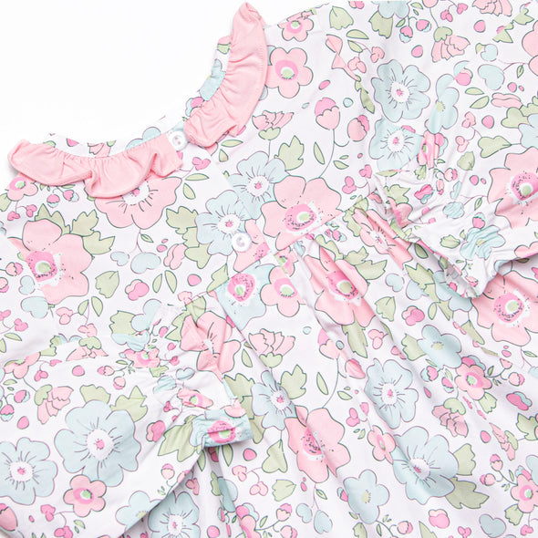 Fuchsia Flowers Diaper Set, Pink