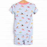 Ruff Tide Rider Girl Bamboo Pajama Short Set, Blue
