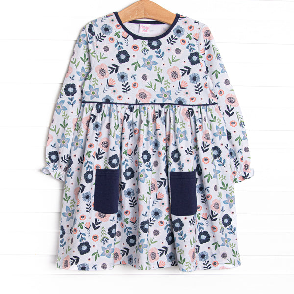 Dare To Blossom Pocket Dress, Blue