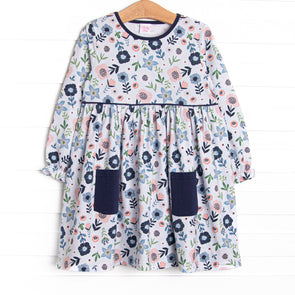 Dare To Blossom Pocket Dress, Blue