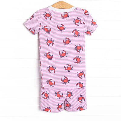 East Coast Crabs Bamboo Pajama Short Set, Pink