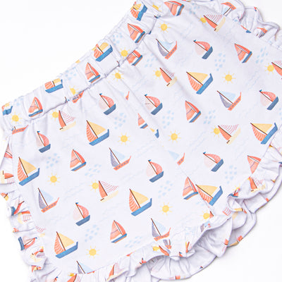 Sunset Sailing Ruffle Short Set, Blue
