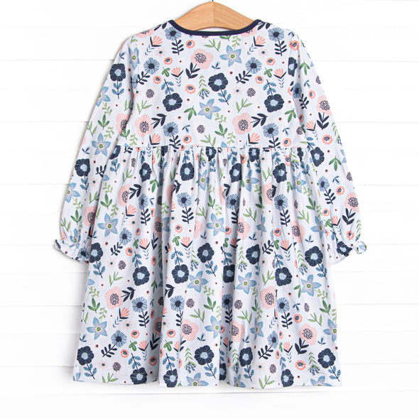 Dare To Blossom Pocket Dress, Blue