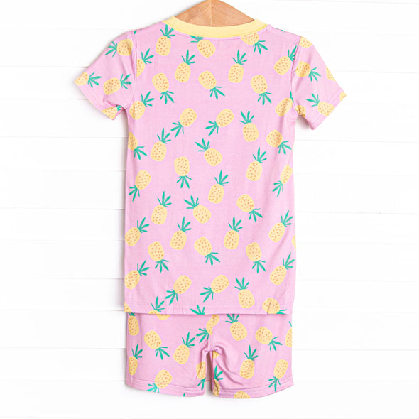 Pretty in Pineapples Bamboo Pajama Short Set, Pink
