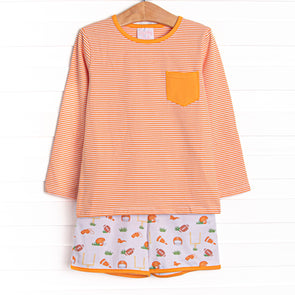 Down, Set, Hike Long Sleeve Short Set, Orange
