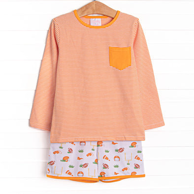Down, Set, Hike Long Sleeve Short Set, Orange