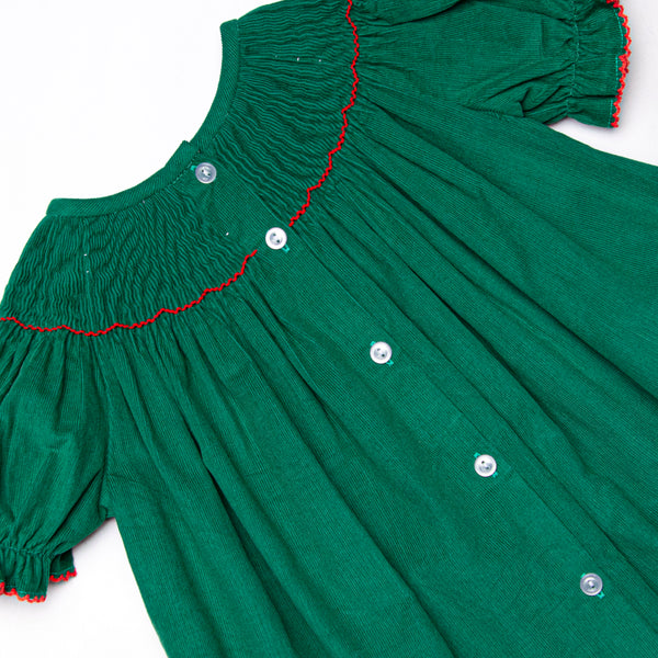 St. Nicholas Smocked Bishop Dress, Green