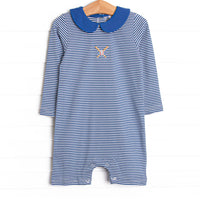 Welcome to the Big League Pima Embroidered Short Romper, Navy