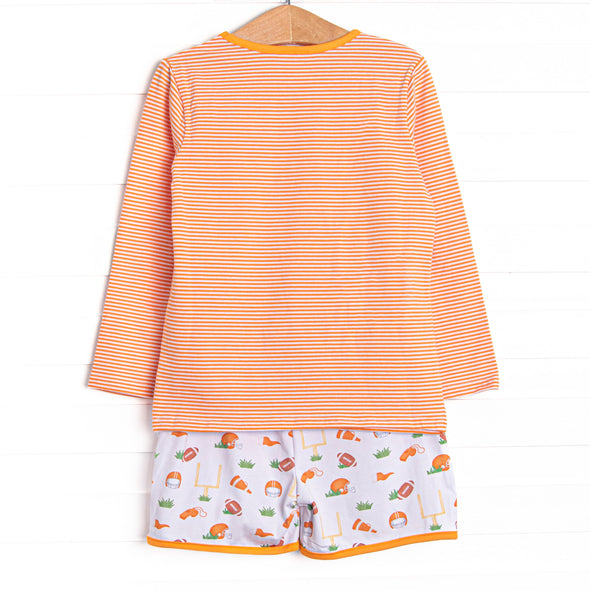 Down, Set, Hike Long Sleeve Short Set, Orange