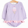 Triple Scoop Applique Diaper Set, Purple