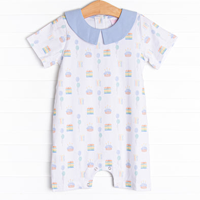 You're Invited Short Romper, Blue