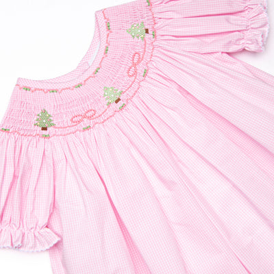 Spruced Up Scallops Smocked Romper, Pink