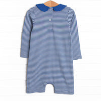 Welcome to the Big League Pima Embroidered Short Romper, Navy