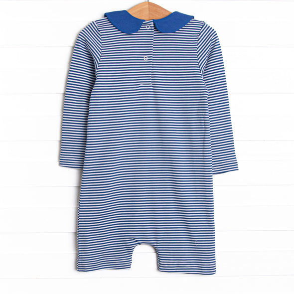Welcome to the Big League Pima Embroidered Short Romper, Navy