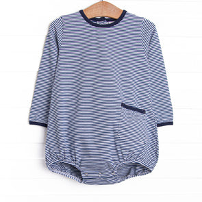 Noah Long Sleeve Pocket Bubble, Navy Stripe