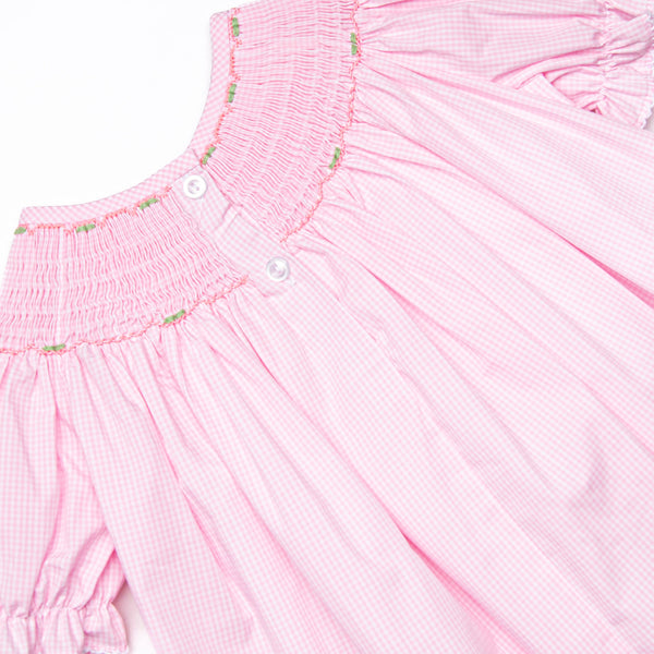 Spruced Up Scallops Smocked Romper, Pink