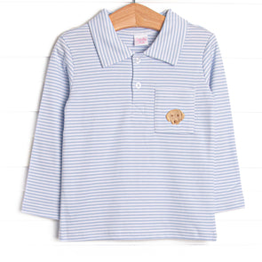 Pups and Paws Pima Embroidered Shirt, Blue