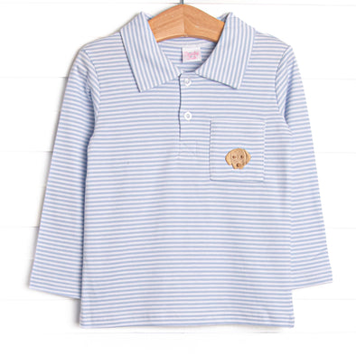 Pups and Paws Pima Embroidered Shirt, Blue