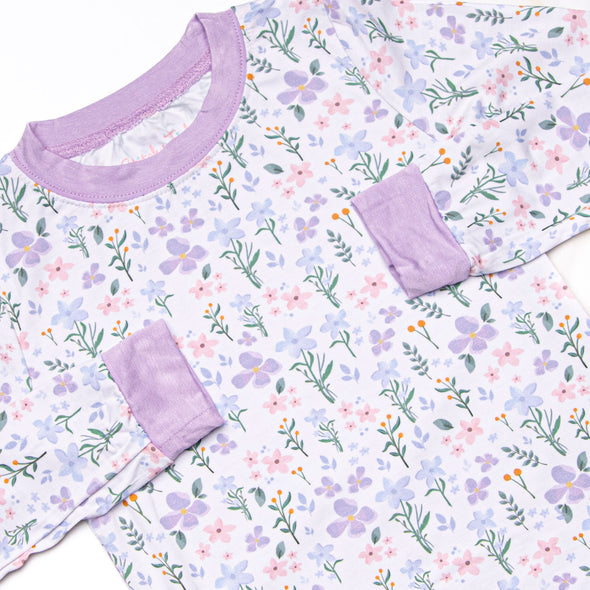 Picking Wildflowers Bamboo Pajama Set, Purple