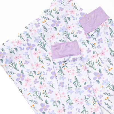 Picking Wildflowers Bamboo Pajama Set, Purple