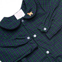 Puppy Plaid Embroidered Bubble, Blue