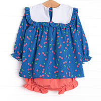 Cherry Cordial Diaper Set, Blue