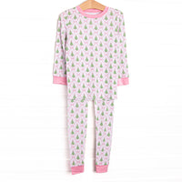 This set is made of the extremely soft, stretchy bamboo viscose fabric that feels like butter and features a Christmas tree print.