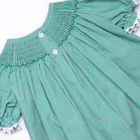 Christmas Tree Trio Smocked Bubble, Green Gingham