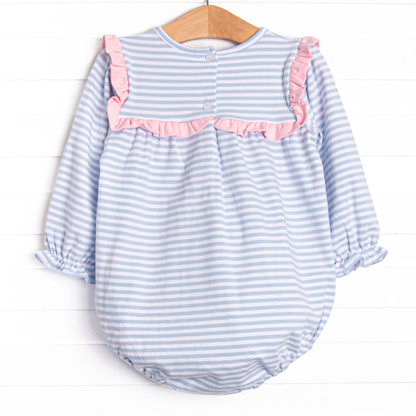 Bonnie Long Sleeve Bubble, Pink and Light Blue Stripe