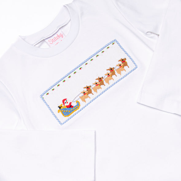 St. Nick's Sleigh Smocked Pant Set, Blue
