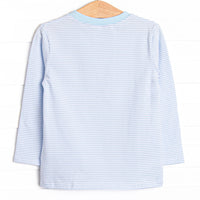 Pumpkin Pickup Applique Top, Blue Stripe