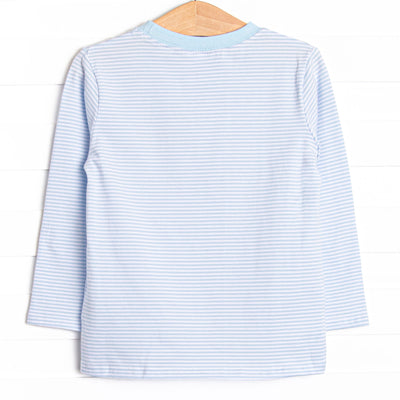 Pumpkin Pickup Applique Top, Blue Stripe