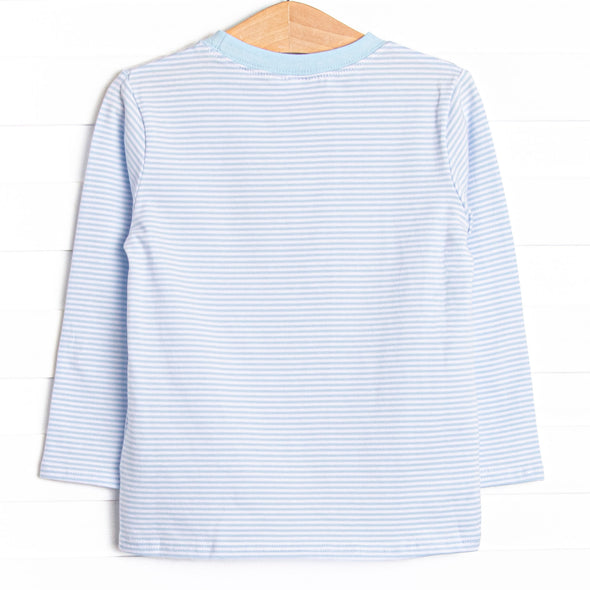 Pumpkin Pickup Applique Top, Blue Stripe